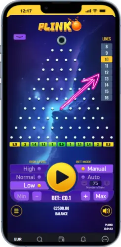 Chose lines Plinko game