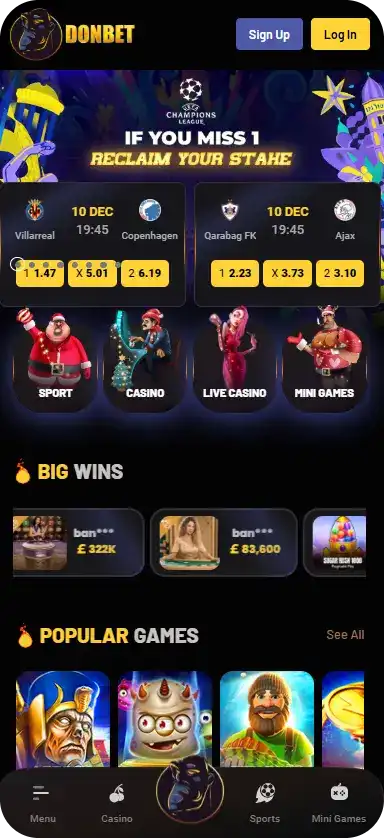DonBet casino mobile view